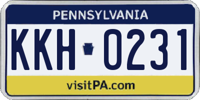 PA license plate KKH0231