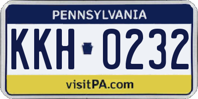 PA license plate KKH0232