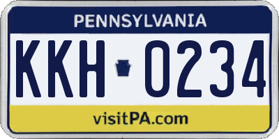PA license plate KKH0234