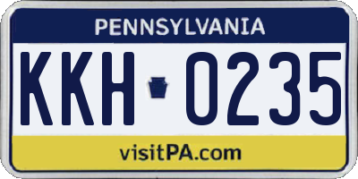 PA license plate KKH0235