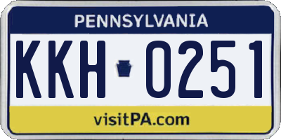 PA license plate KKH0251