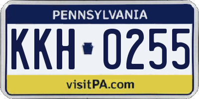 PA license plate KKH0255