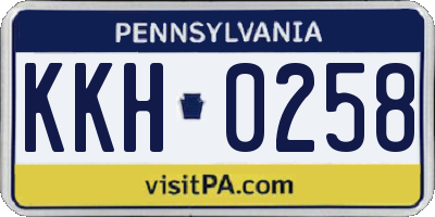 PA license plate KKH0258