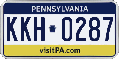 PA license plate KKH0287