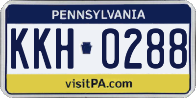 PA license plate KKH0288