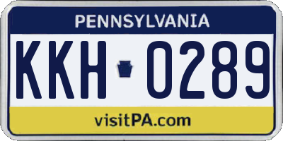 PA license plate KKH0289