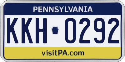 PA license plate KKH0292