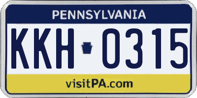 PA license plate KKH0315