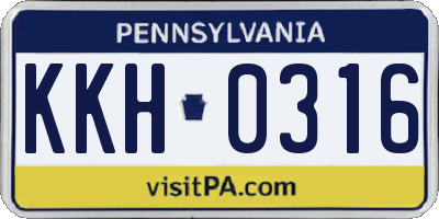 PA license plate KKH0316