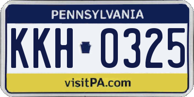 PA license plate KKH0325