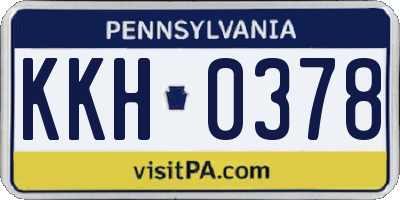 PA license plate KKH0378