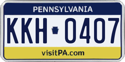 PA license plate KKH0407
