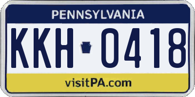 PA license plate KKH0418