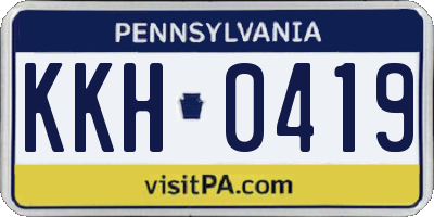 PA license plate KKH0419