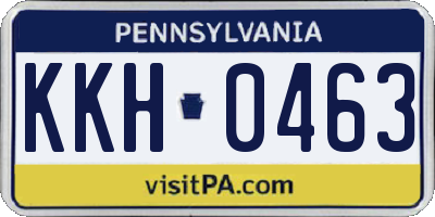 PA license plate KKH0463
