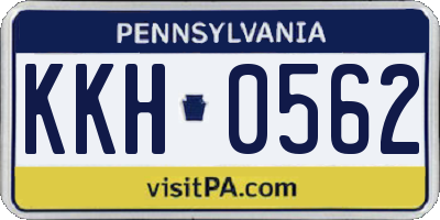PA license plate KKH0562
