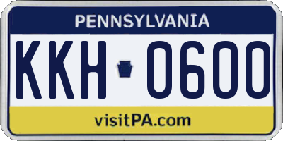 PA license plate KKH0600