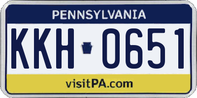 PA license plate KKH0651