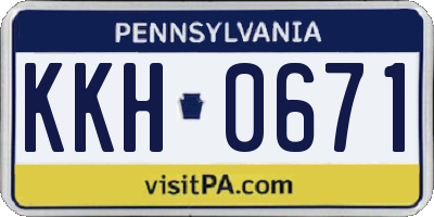 PA license plate KKH0671