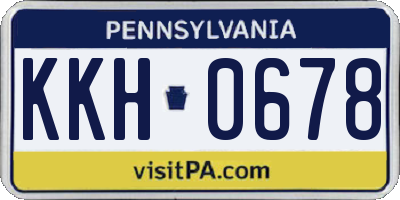 PA license plate KKH0678