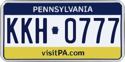 PA license plate KKH0777