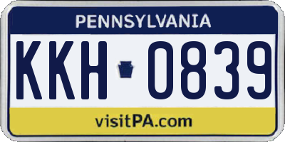 PA license plate KKH0839