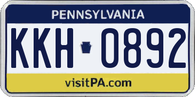 PA license plate KKH0892