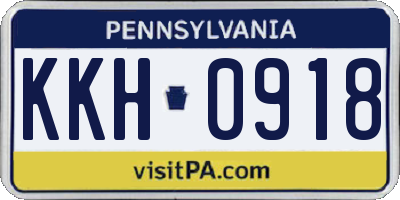 PA license plate KKH0918
