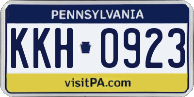 PA license plate KKH0923