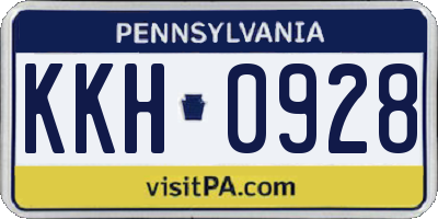 PA license plate KKH0928