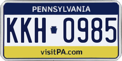 PA license plate KKH0985