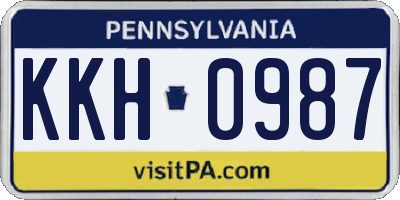 PA license plate KKH0987