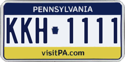 PA license plate KKH1111