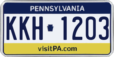 PA license plate KKH1203