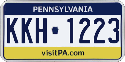 PA license plate KKH1223