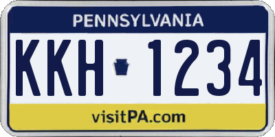 PA license plate KKH1234