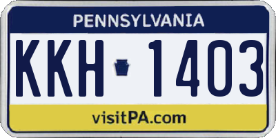 PA license plate KKH1403