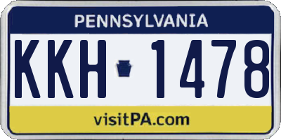PA license plate KKH1478
