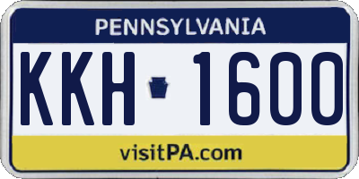 PA license plate KKH1600