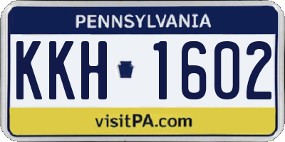 PA license plate KKH1602