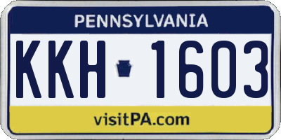 PA license plate KKH1603