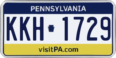PA license plate KKH1729