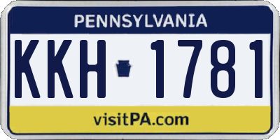 PA license plate KKH1781