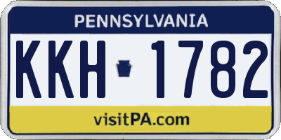 PA license plate KKH1782