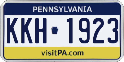 PA license plate KKH1923
