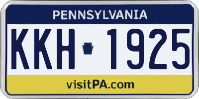 PA license plate KKH1925