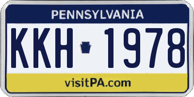 PA license plate KKH1978