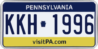 PA license plate KKH1996