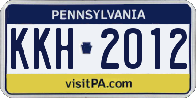PA license plate KKH2012