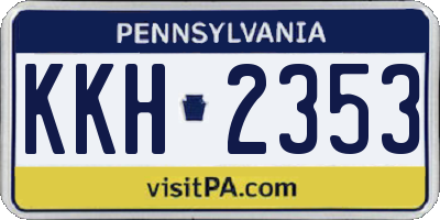 PA license plate KKH2353